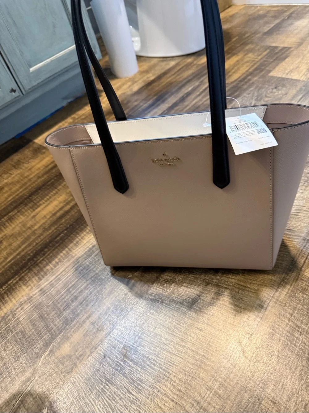 kate spade Staci medium Leather Tote - Neutral Blush/Black
